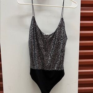 Alice + Olivia Black Sequin Top